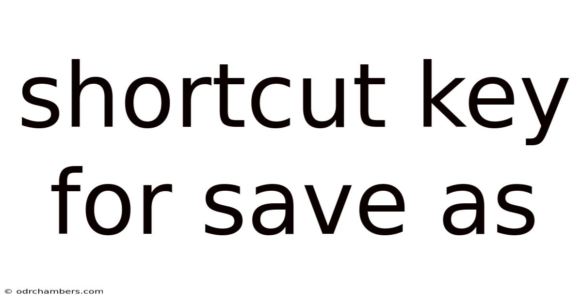 Shortcut Key For Save As