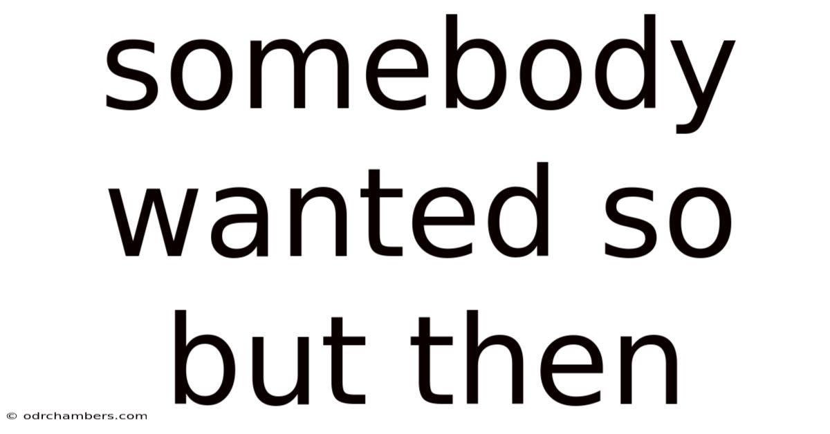 Somebody Wanted So But Then