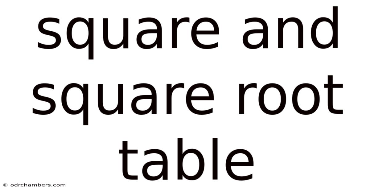 Square And Square Root Table