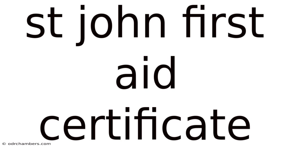 St John First Aid Certificate