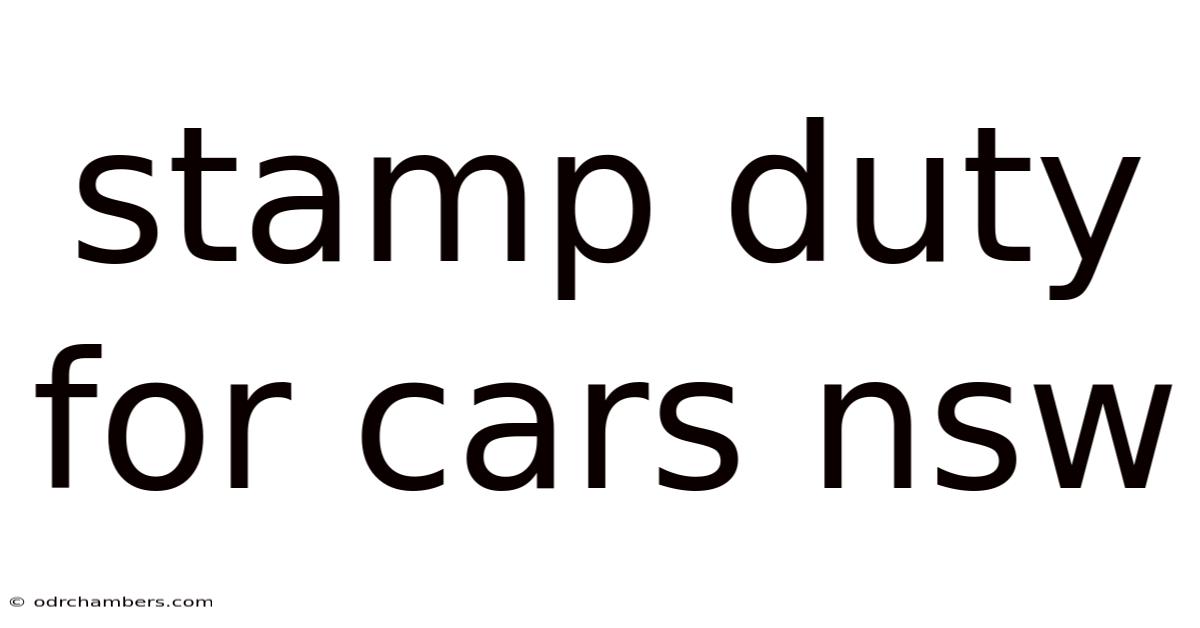 Stamp Duty For Cars Nsw