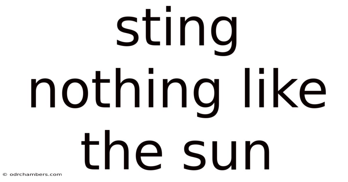 Sting Nothing Like The Sun