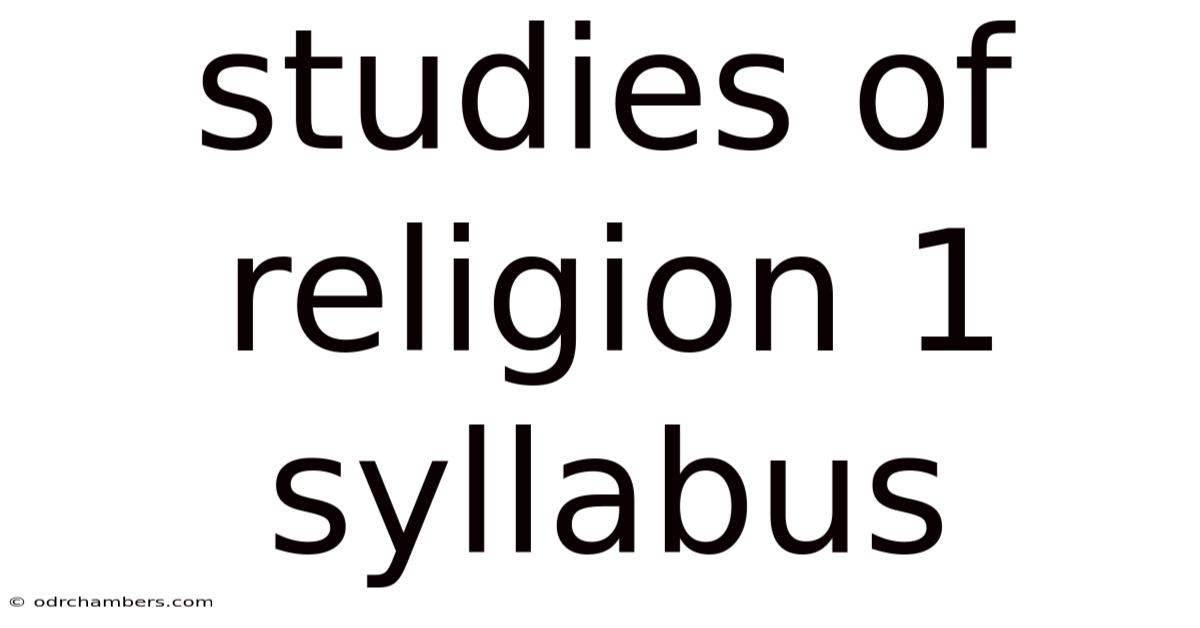 Studies Of Religion 1 Syllabus