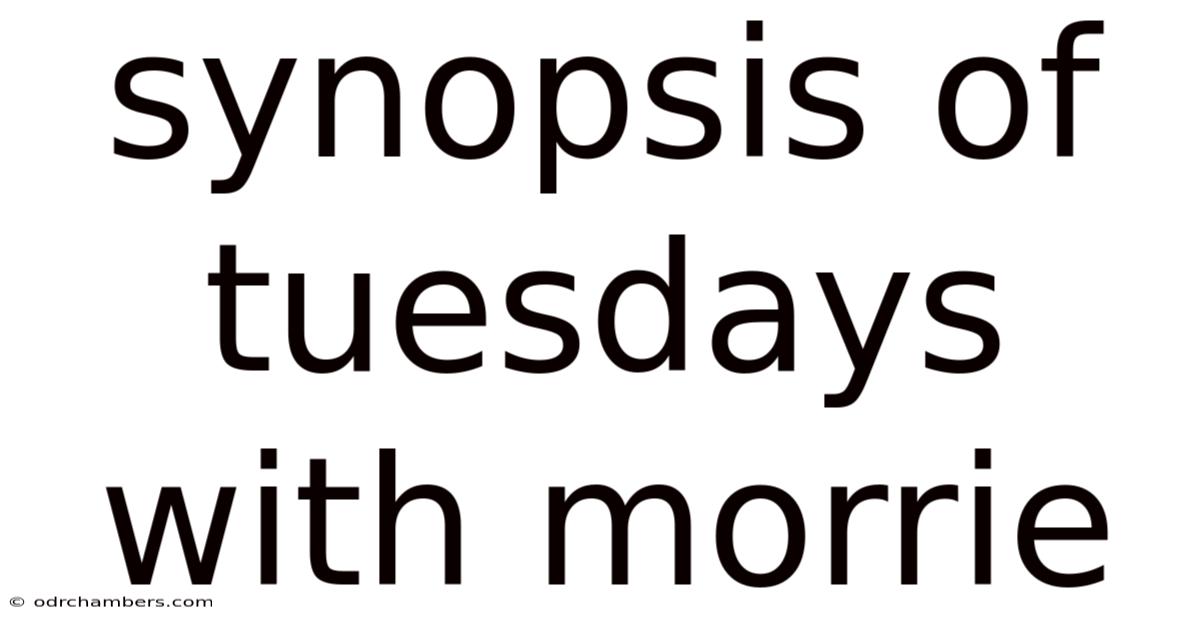 Synopsis Of Tuesdays With Morrie
