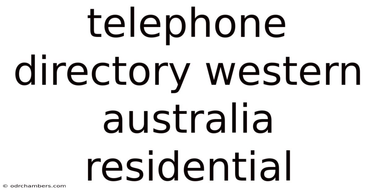Telephone Directory Western Australia Residential