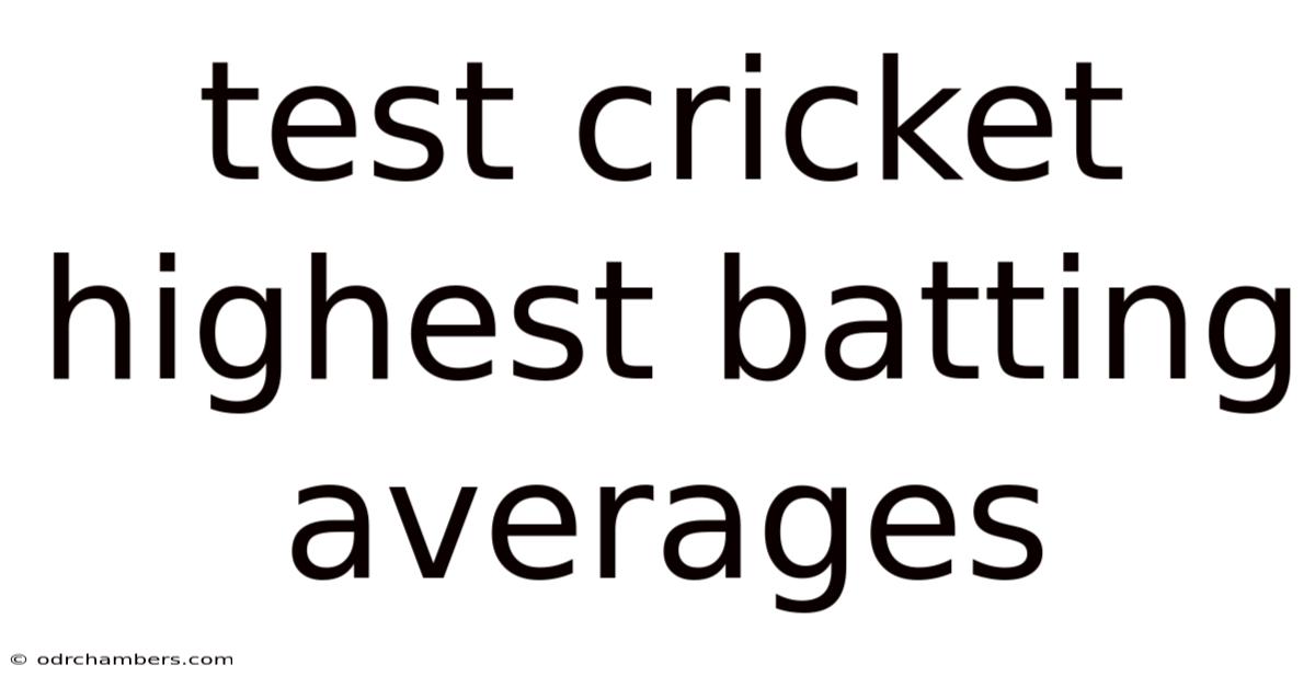 Test Cricket Highest Batting Averages