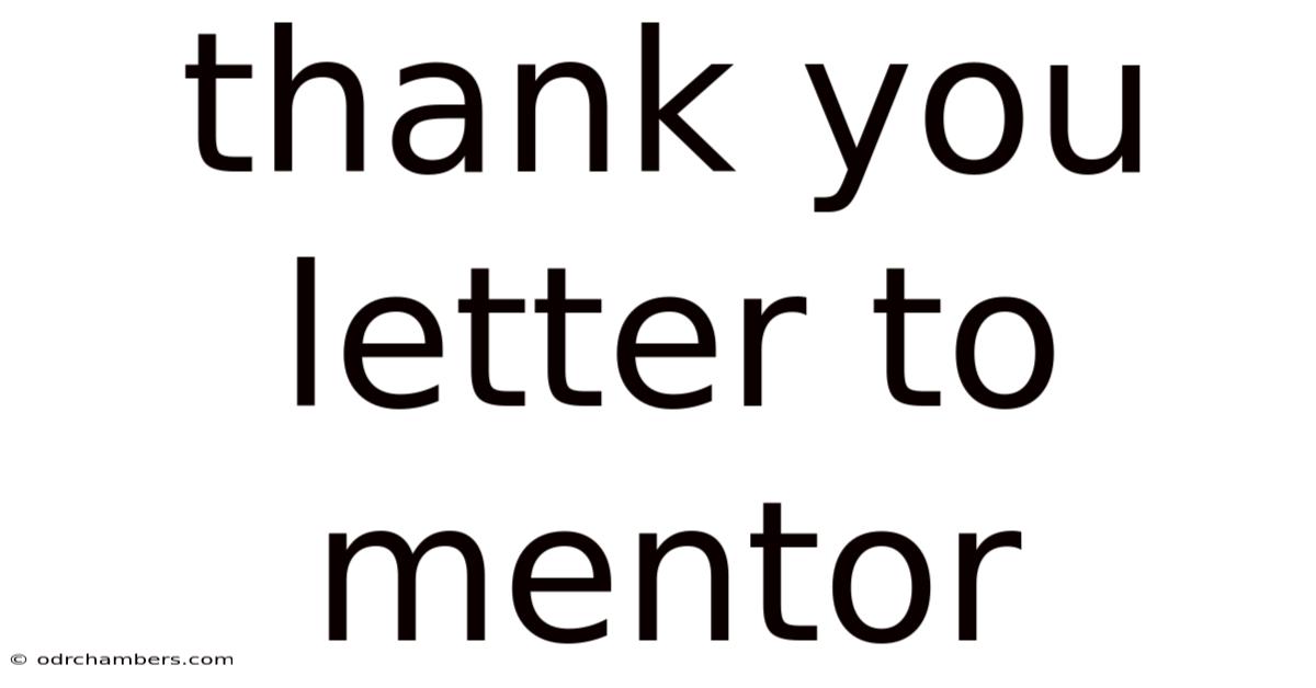 Thank You Letter To Mentor