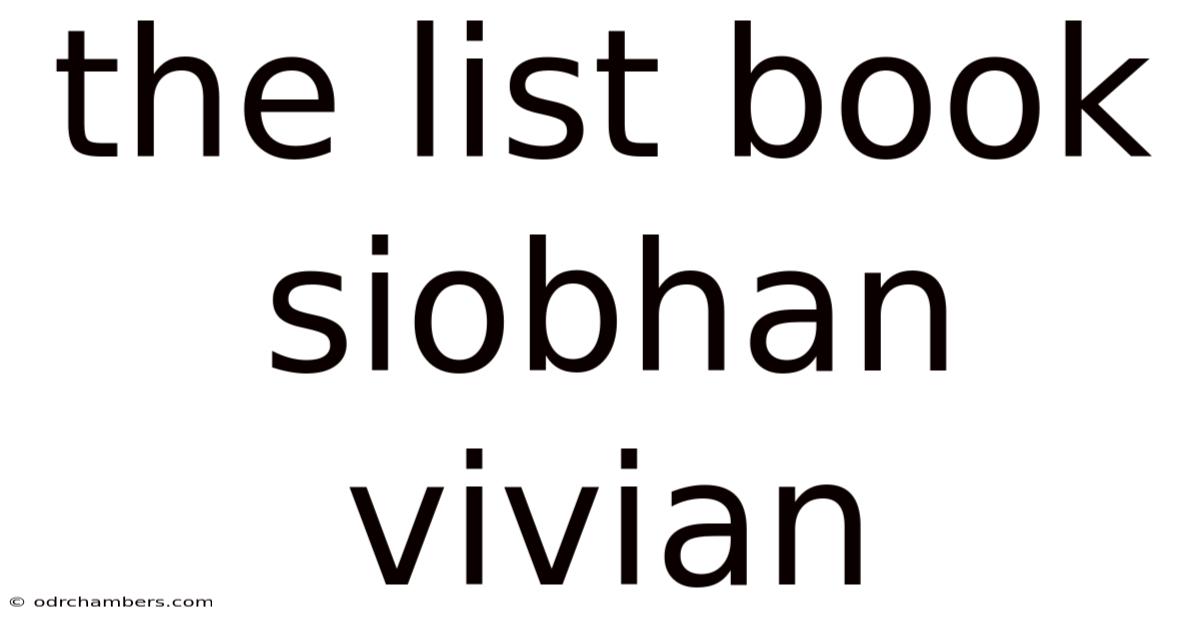 The List Book Siobhan Vivian