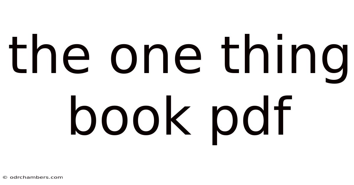 The One Thing Book Pdf