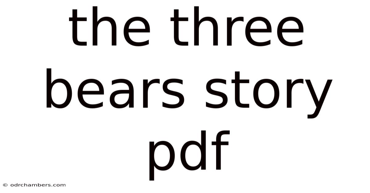 The Three Bears Story Pdf