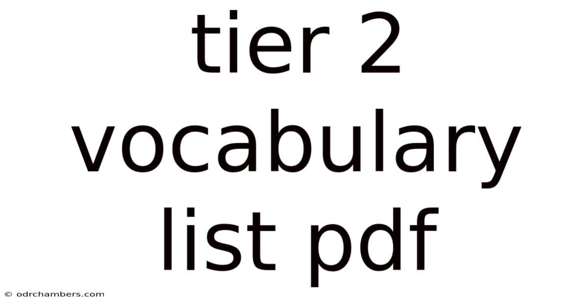 Tier 2 Vocabulary List Pdf