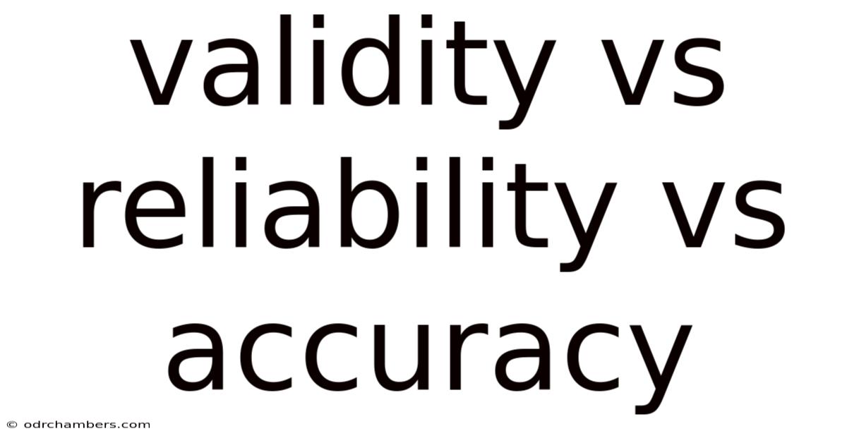 Validity Vs Reliability Vs Accuracy