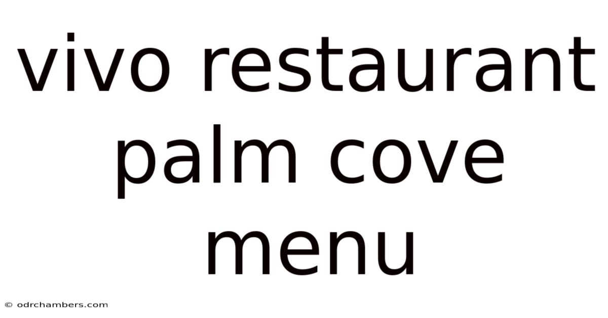 Vivo Restaurant Palm Cove Menu