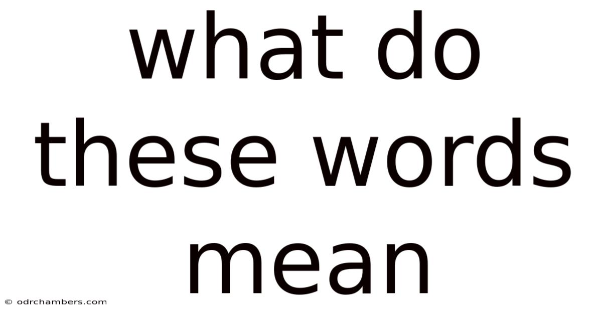 What Do These Words Mean