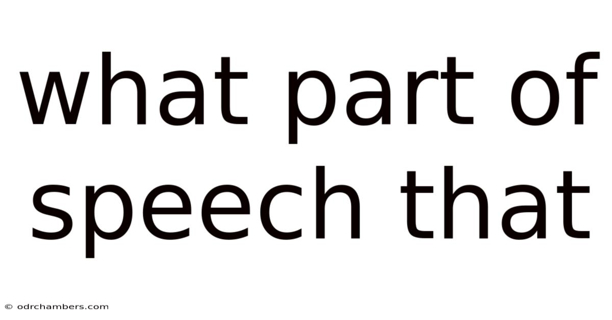 What Part Of Speech That