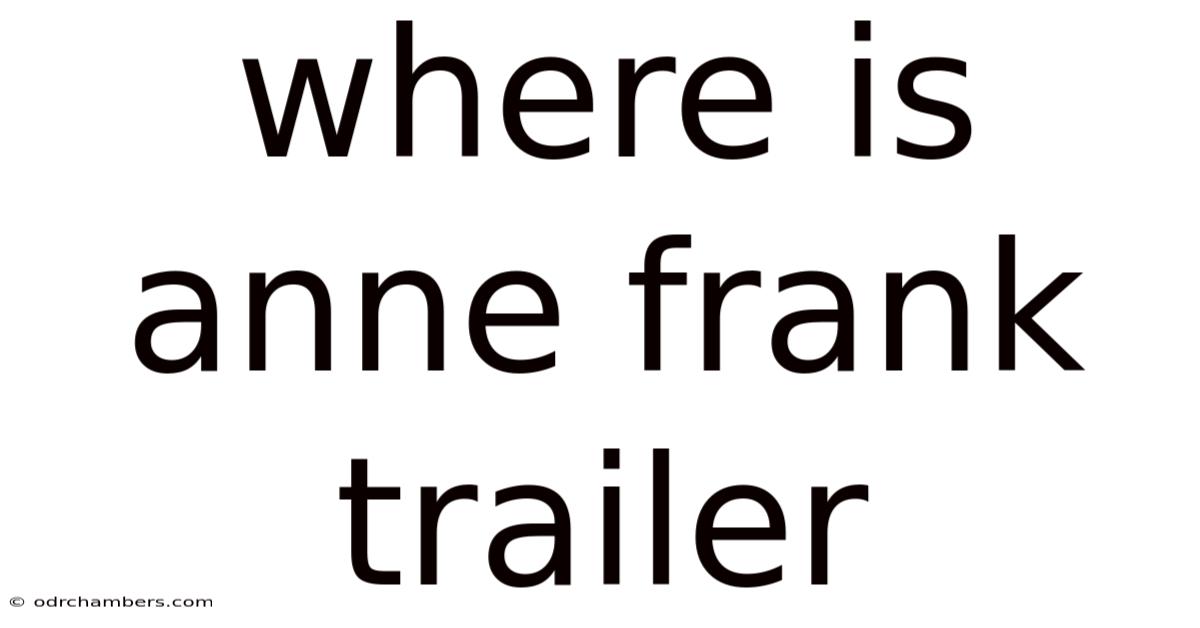 Where Is Anne Frank Trailer