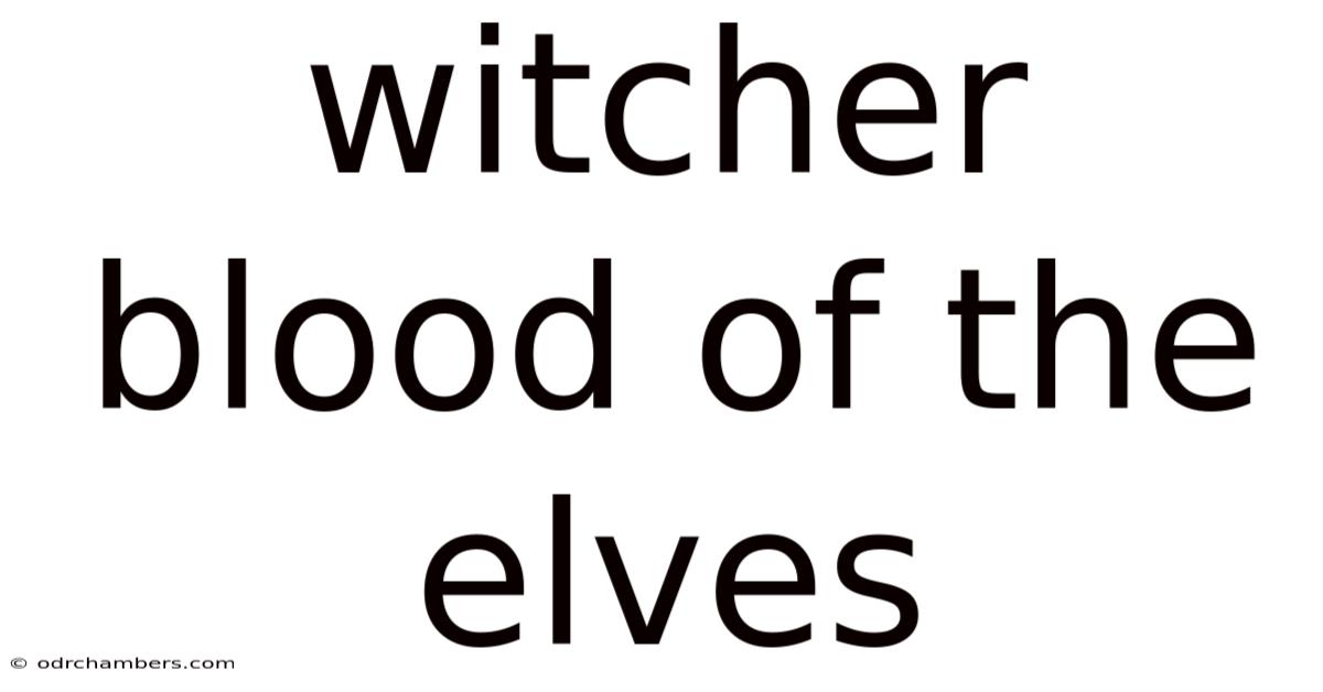 Witcher Blood Of The Elves